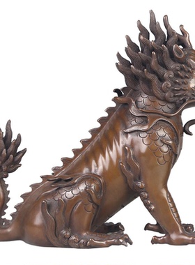 铜聚德纯铜御花园獬豸独角兽摆件