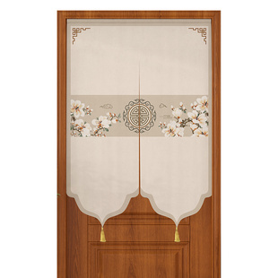 中式门帘中国风布艺隔断帘子家用卧室玄关遮挡挂帘客厅卫生间半帘