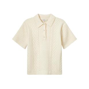 IT JW Anderson女装polo领针织衫新款翻领绞花短袖毛衣KW1443XP