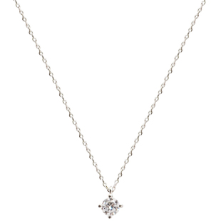 RockSugar925纯银韩国极简约迷你锆石一颗钻石超细巧锁骨链银项链