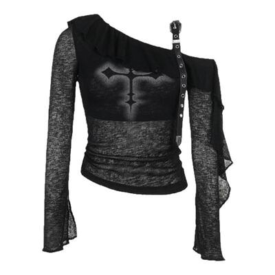 亚文化heels舞服一字肩上衣