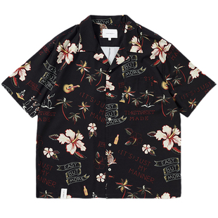 714street慵懒风花卉夏威夷短袖衬衫男女ins潮夏季设计感小众衬衣