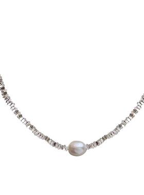 淡水珍珠项链小众碎银子锁骨链