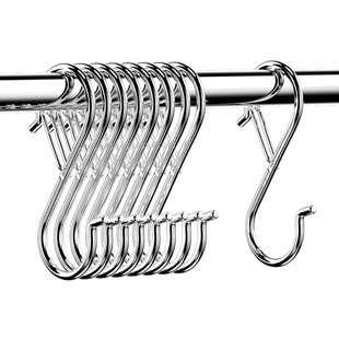 厨房挂钩架免打孔强力承重S型吊钩锅铲勺架不锈钢浴室门后挂衣勾