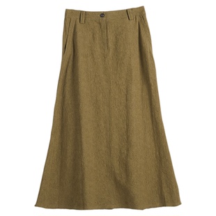 ZOLLE因为亚麻老钱风休闲宽松半身裙女25秋冬新品