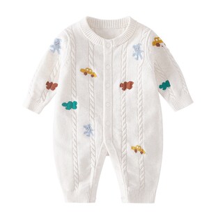 婴儿衣服春装新生儿A类男女宝宝针织连体衣棉哈衣婴幼童洋气爬服