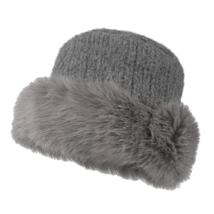 毛毛绒渔夫帽女冬季保暖护耳帽显脸小百搭针织帽子洋气盆帽蒙古帽