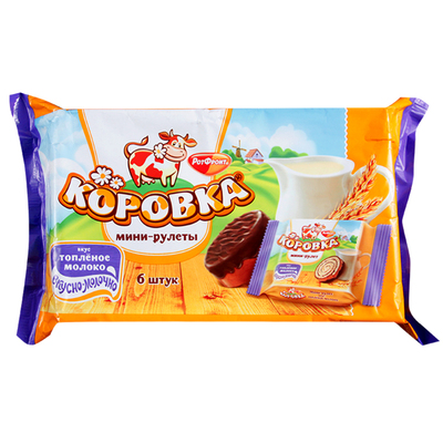 俄罗斯小牛牌牛奶巧克力味蛋糕卷