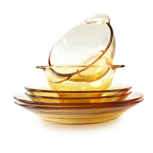 康宁玻璃餐具6件套装高颜值轻奢家用pyrex碗碟盘耐高温可微波烤箱