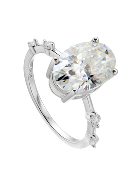 AHCHOO 静奢风4.5克拉莫桑钻石戒指超闪S925银鸽子蛋指环520礼物