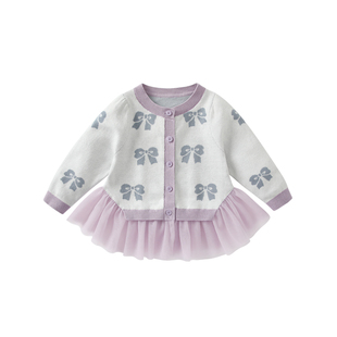 波步女童外套春装2026新款女宝宝毛衣针织衫开衫上衣婴儿开春衣服