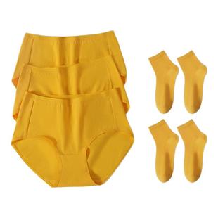 真维斯金黄色纯棉5A抗菌女士内裤女款本命年2026三角裤袜套装礼物