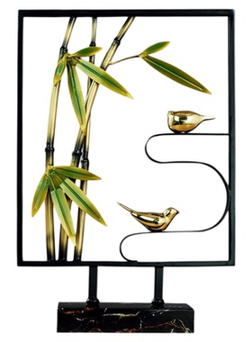 新中式花鸟客厅装饰摆件高级感大