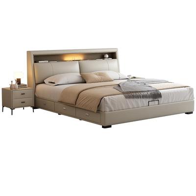 DDC现代简约头层牛皮储物床