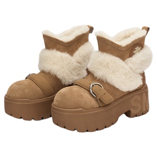 【陈紫函同款】SMILEY笑脸雪地靴厚底增高中筒加厚保暖防滑大头鞋