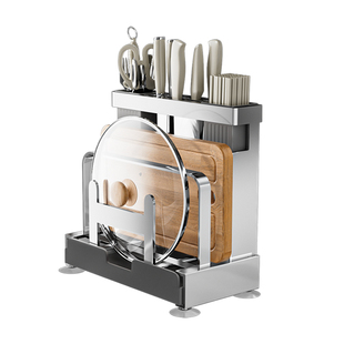 厨房刀架置物架多功能刀具筷子笼菜板一体壁挂式收纳架筷筒砧板架