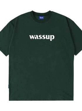 WASSUP字母印花短袖T恤男女