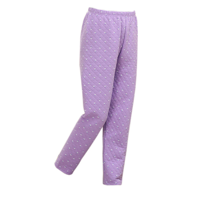 男女三层家居老年人松口保暖裤