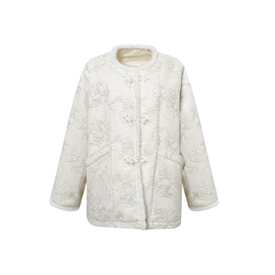 NAZ那子大码冬季真水貂毛刺绣新中式国风胖mm羽绒内胆洋气外套女