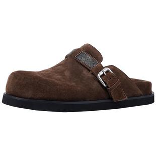 BellaLily新款包头半拖鞋女磨砂皮单鞋外穿懒人鞋勃肯拖鞋