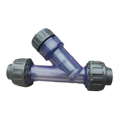 塑料Y型过滤器耐腐蚀蓝色透明PVC