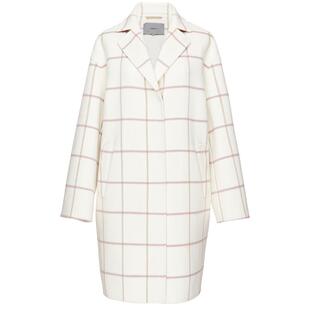 OBEG欧碧倩宽松廓形中长款大衣冬季格子羊毛外套10424126