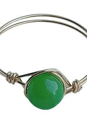 14K包金绕线天然缅甸A货玉石戒指