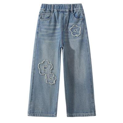 植木【复古小花匠】贴布花朵工艺 儿童牛仔裤2026年春夏新款童装