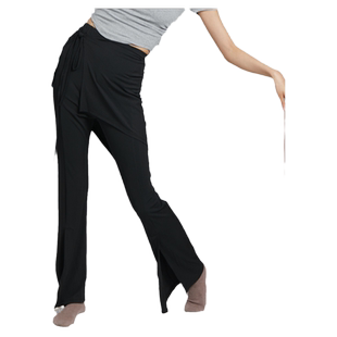 豆蔻依缘现代舞蹈长裤屁帘假两件裙裤古典舞练功喇叭裤显瘦形体服