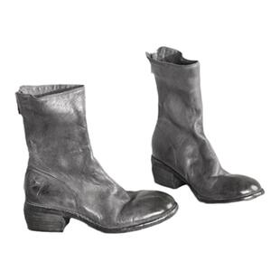 Le' Queen「升级版GUIDI靴」意大利水洗马皮后拉链鬼帝靴中筒灰色