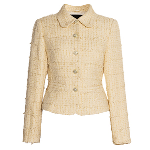 罗衣约会通勤小香风粗花呢短款外套女早春显瘦气质收腰上衣13312