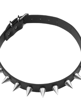 黑PU皮圆锥尖刺铆钉朋克针扣手链