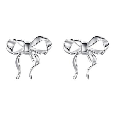 蝴蝶结耳钉999纯银养耳洞耳骨钉