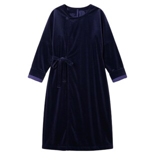 高端灯芯绒棉服女冬复古中式长款夹棉加厚妈妈外套禅意禅茶服棉袍