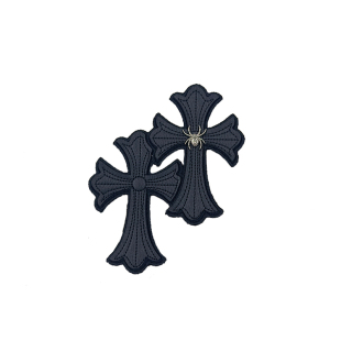 潮牌皮标十字架DIY布贴 服装配件合金徽章牛仔帽包裤毛衣装饰补丁