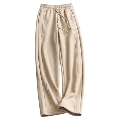 加绒加厚保暖抽绳松紧腰女休闲裤