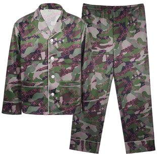 埃森费姆原创设计加绒加厚睡衣男秋冬季保暖迷彩长袖家居服两件套