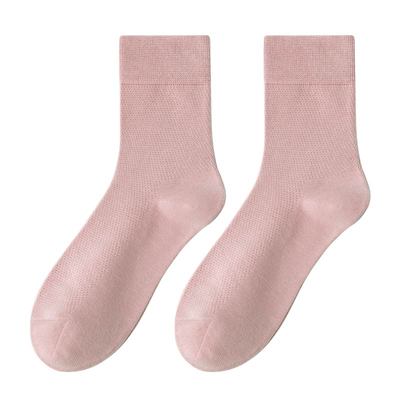 拾袜记抗菌女纯棉薄款中筒袜网眼