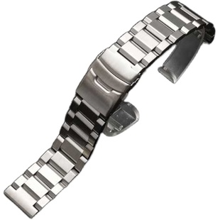 日日琪 实心钢带坦克表链 代用华为三星天梭表带精钢男女款手表带