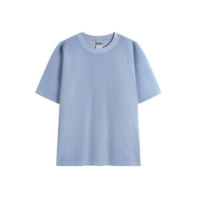 USHI悠时 时尚晕染简约休闲廓版圆领短袖T恤衫男