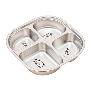 食品级304不锈钢饭盒餐盘分格大人儿童上班族食堂打饭专用快餐盒