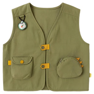 嘟嘟家儿童马甲男童春秋户外背心女童2026薄款工装宝宝春季衣服潮