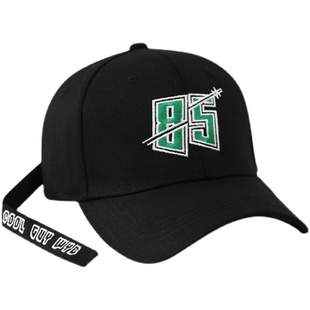 王一博同款周边85号字母黑色鸭舌帽子男女遮阳棒球帽ins潮牌百搭