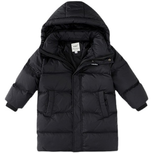 儿童羽绒服加厚宝宝过膝男童女童中长款90白鸭绒洋气保暖童装外套