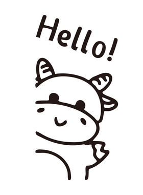 hello有趣小牛图案平面通用贴纸