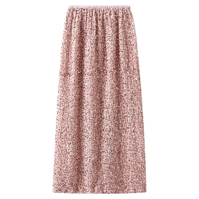 D8035-重工亮片后开叉直筒半身裙