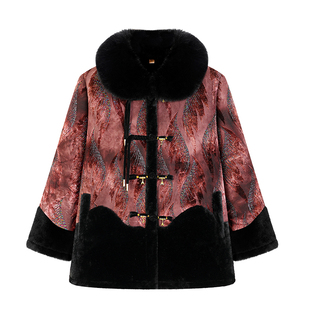 老太太新中式外套加绒加厚妈妈冬装棉袄奶奶棉衣老年人保暖棉服女