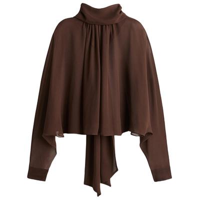 HM女装衬衫春季波嬉风穿搭领口系带雪纺上衣1297972