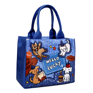 卡通学生饭盒保温包大容量手提包儿童便当包上班小拎包通勤托特包