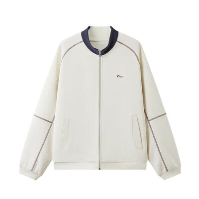 森马撞色哈苏线宽松立领针织夹克